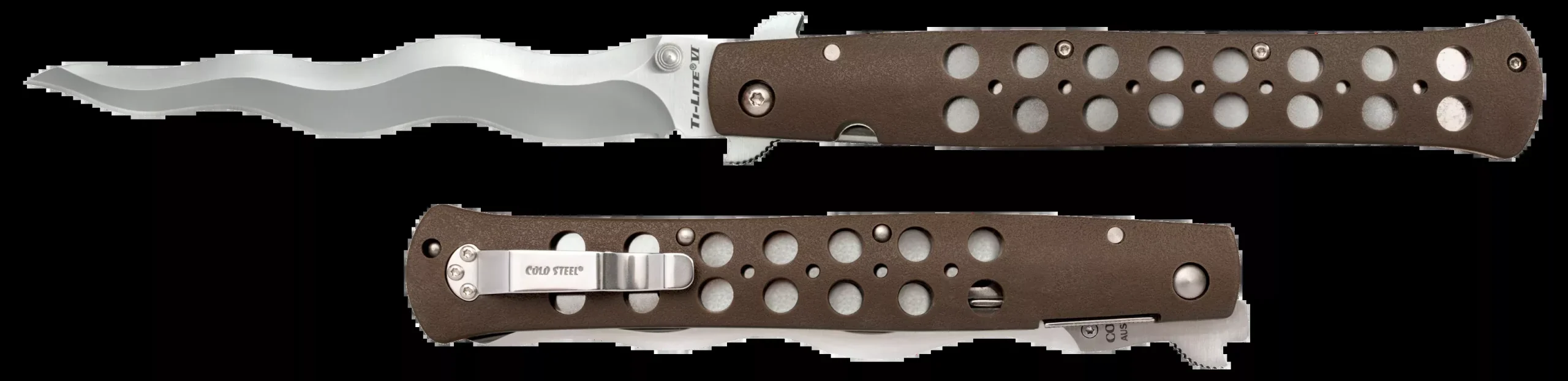 Cold Steel CS26SXK6 Ti-Lite6" Folding Plain Kris AUS 10A Steel Blade/ Black Griv-Ex Handle