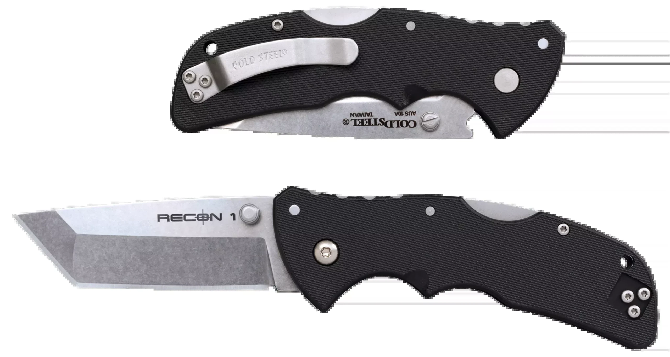 Cold Steel CS27BAT Recon 1 Mini 3" Folding Tanto Plain Stonewashed AUS-10A SS Blade/ Black Textured GRN Handle