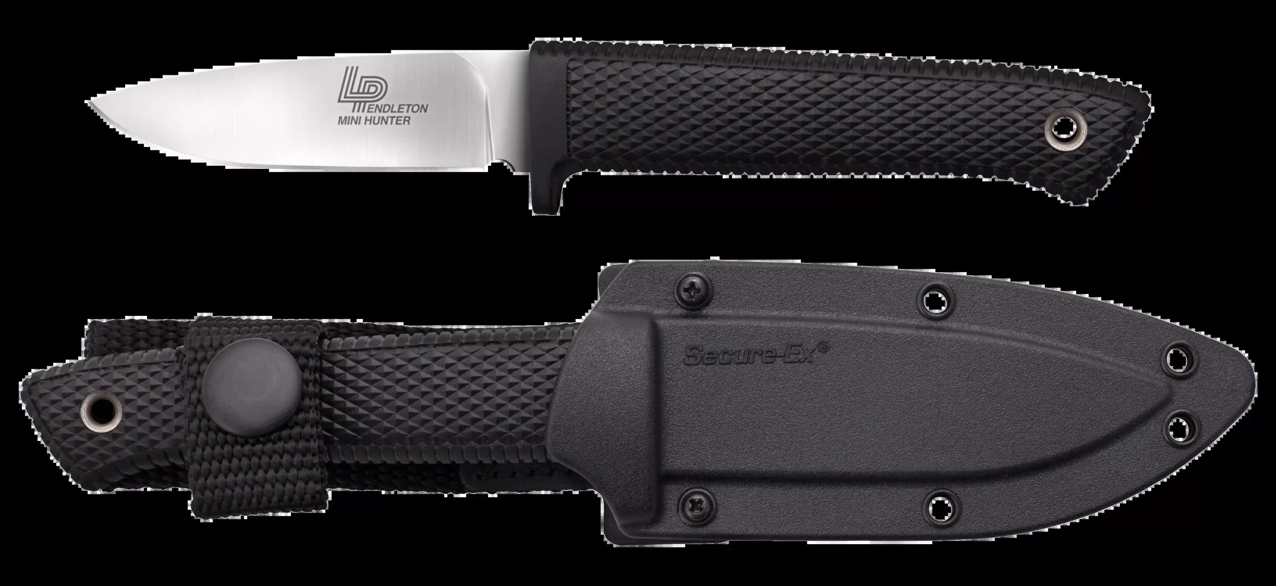Cold Steel CS36LPMF Pendleton Mini Hunter 3" Fixed Plain Stone Washed American CPM 3V High Carbon Steel Blade/Black Textured Kray-Ex Handle Includes Sheath