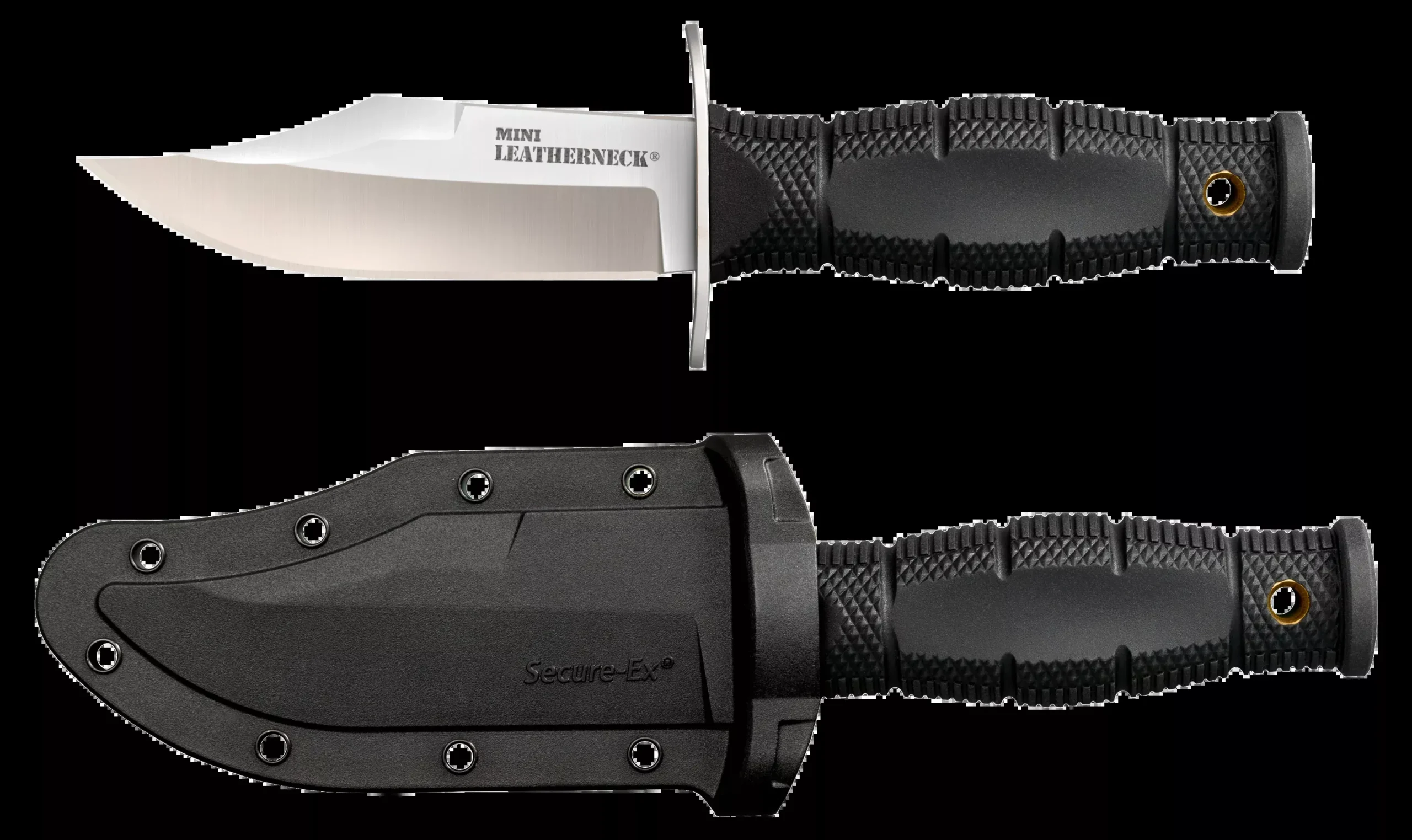 Cold Steel CS39LSAB LeatherneckMini 3.50" Fixed Clip Point Plain 8Cr13MoV SS Blade/3.25" Black Contoured Kray-Ex Handle Includes Sheath