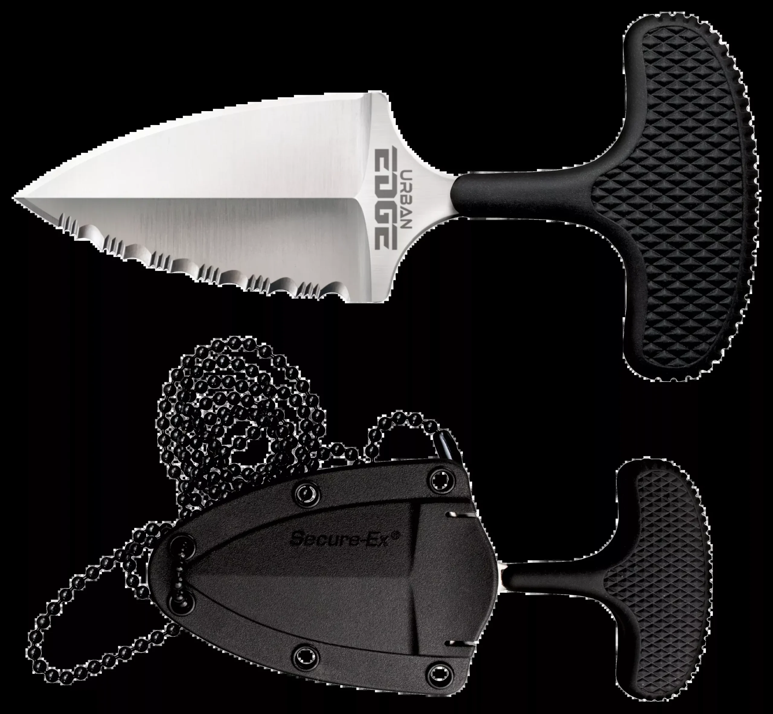 Cold Steel CS43XLS Urban Edge2.50" Fixed Part Serrated Stone Washed Japanese AUS-8A SS Blade/Black Textured Kray-Ex Handle