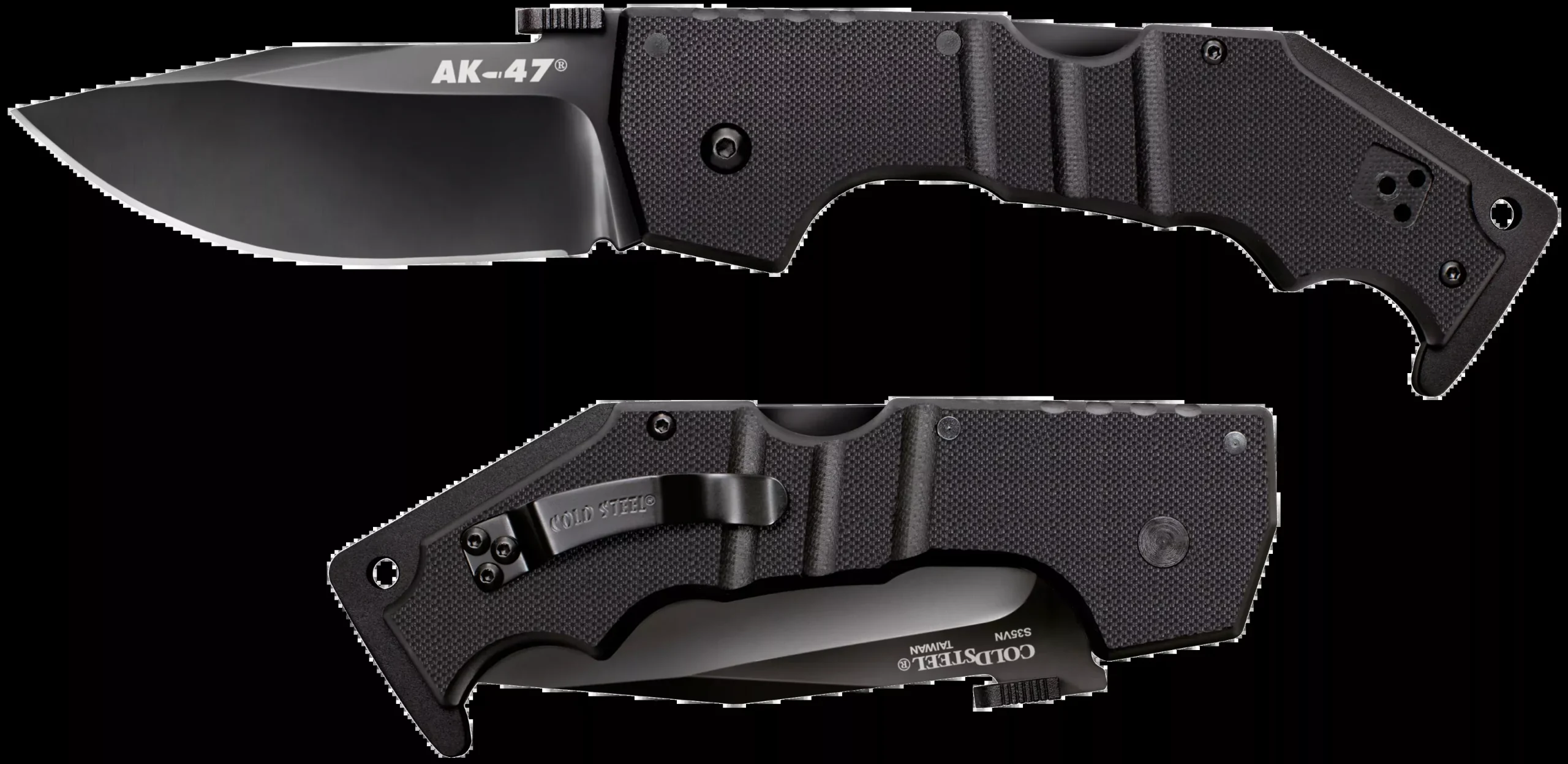 Cold Steel CS58M AK3.50" Folding Clip Point Plain Black Matte S35VN SS Blade/5.50" Black G10 Handle Includes Belt Clip
