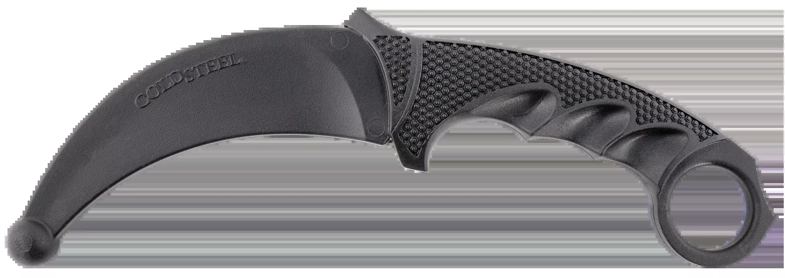 Cold Steel CS92R49 Karambit Rubber Trainer 4" Fixed Plain Black Santoprene Blade/Black Deep Checkered w/Ring Pommel Santoprene Handle
