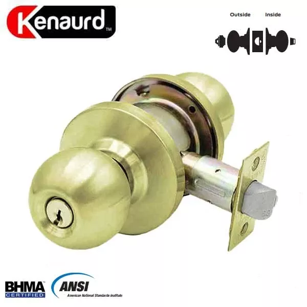 Commercial Door Knob Set - 2-3/4” Standard Backset - Polished Brass- Entrance - Grade 2