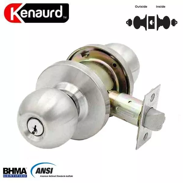 Commercial Door Knob Set - 2-3/4” Standard Backset - Satin Chrome - Asylum Institutional - Grade 2