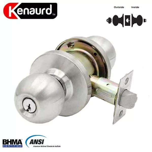 Commercial Door Knob Set - 2-3/4” Standard Backset - Satin Chrome - Entrance - Grade 2