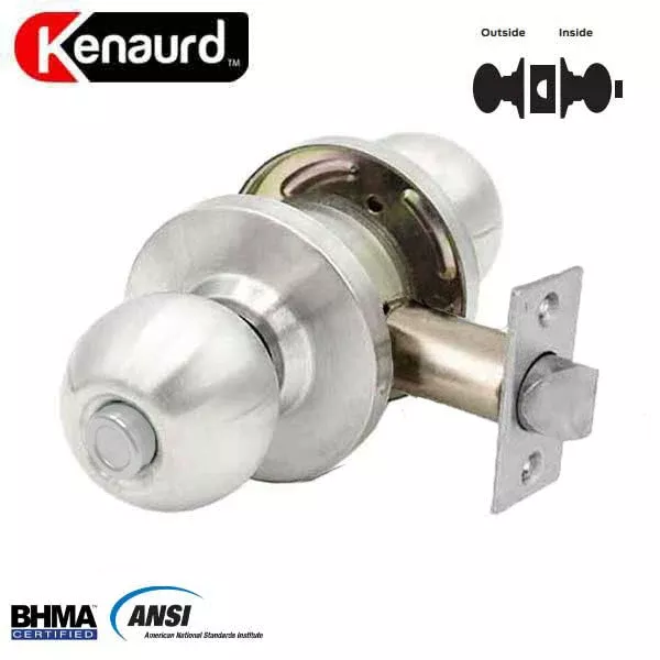 Commercial Door Knob Set - 2-3/4” Standard Backset - Satin Chrome - Privacy - Grade 2