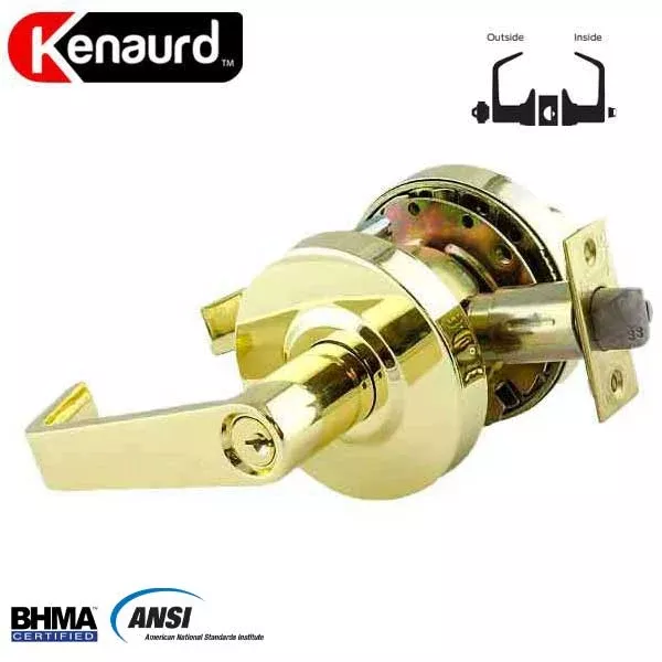 Commercial Lever Set Handle - 2-3/4” Standard Backset - Polished Brass - Entrance - Grade 2