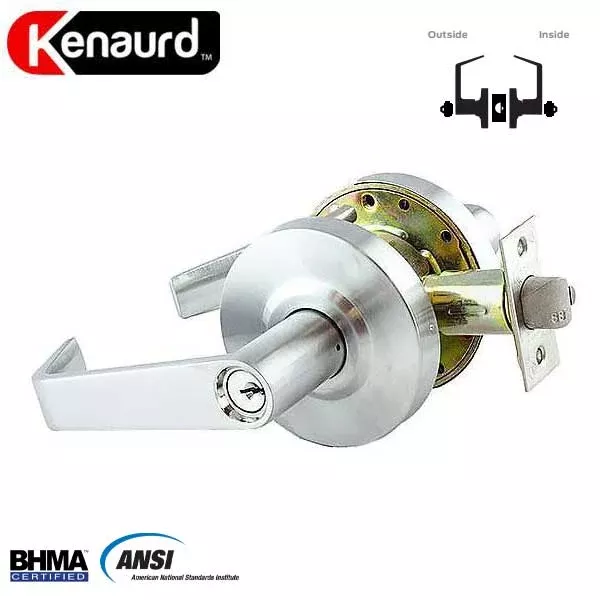 Commercial Lever Set Handle - Double Sided - 2-3/4” Standard Backset - Satin Chrome - Asylum / Institutional - Grade 2