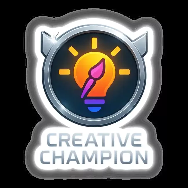 Creative Champion – RPG-Style Skill Badge (Silver Innovation Icon)