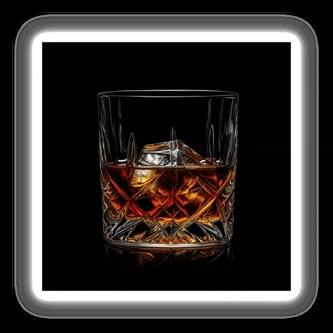 Crystal Glass of Whiskey with Ice Cubes