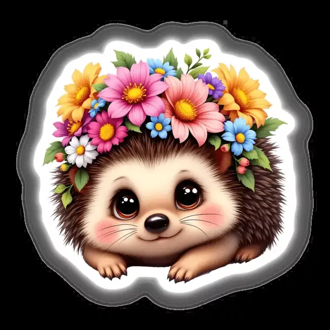 Cute Hedgehog with a Floral Crown