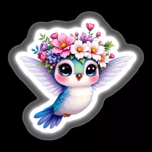 Cute Hummingbird with a Whimsical Flower Crown