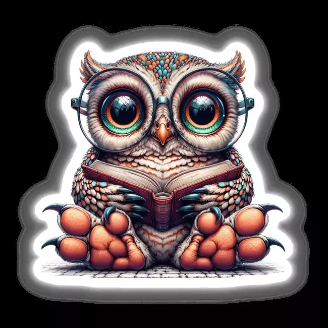 Cute Owl With Reading Glasses Open Book