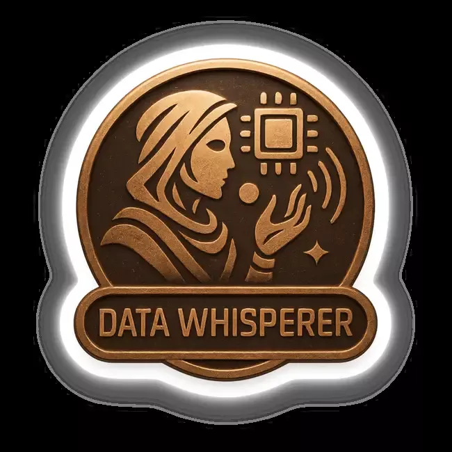 Data Whisperer – RPG-Style Skill Badge (Bronze Futuristic Crest)