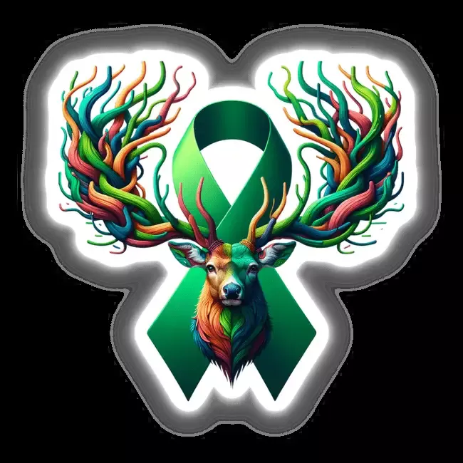 Deer Green Ribbon Liver Cancer Awareness