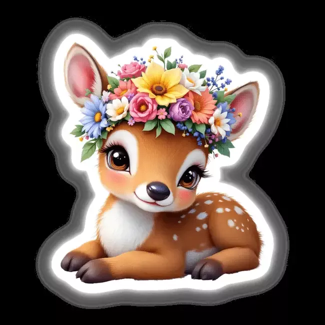Delicate Fawn Wearing a Flower Crown
