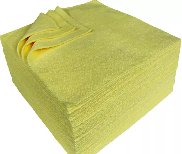Detailer's Preference 12 x 12 in. 300 GSM Ultrasonic Cut Yellow Microfiber Cleaning Cloths – 50-pack