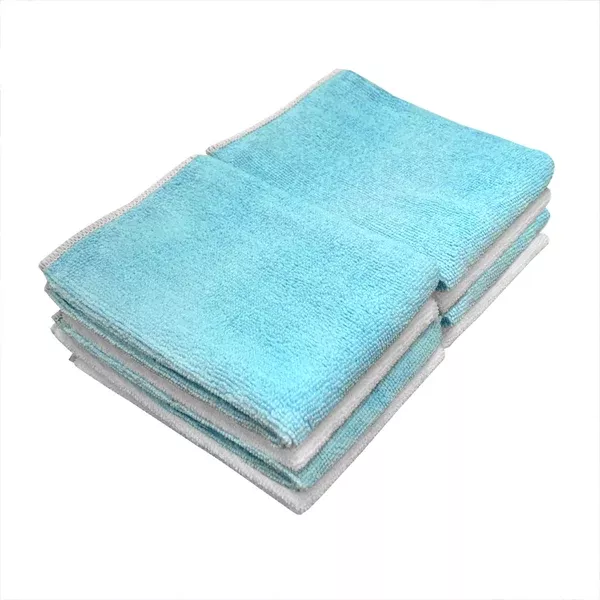 Detailer's Preference 14 x 14 in. 230 GSM Microfiber Blue & White Cleaning Towels – 8-pack