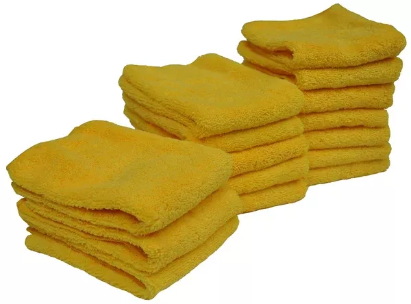 Detailer's Preference 14 x 17 in. 300 GSM High Pile Yellow Microfiber Cleaning Towels – 15-pack