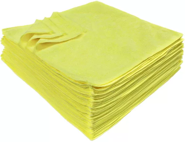 Detailer's Preference 16 x 16 in. 350 GSM Premium Yellow Microfiber Cleaning Towels – 36-pack