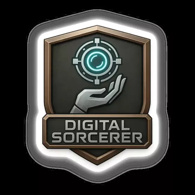 Digital Sorcerer – RPG-Style Skill Badge (Bronze & Silver Tech Emblem)