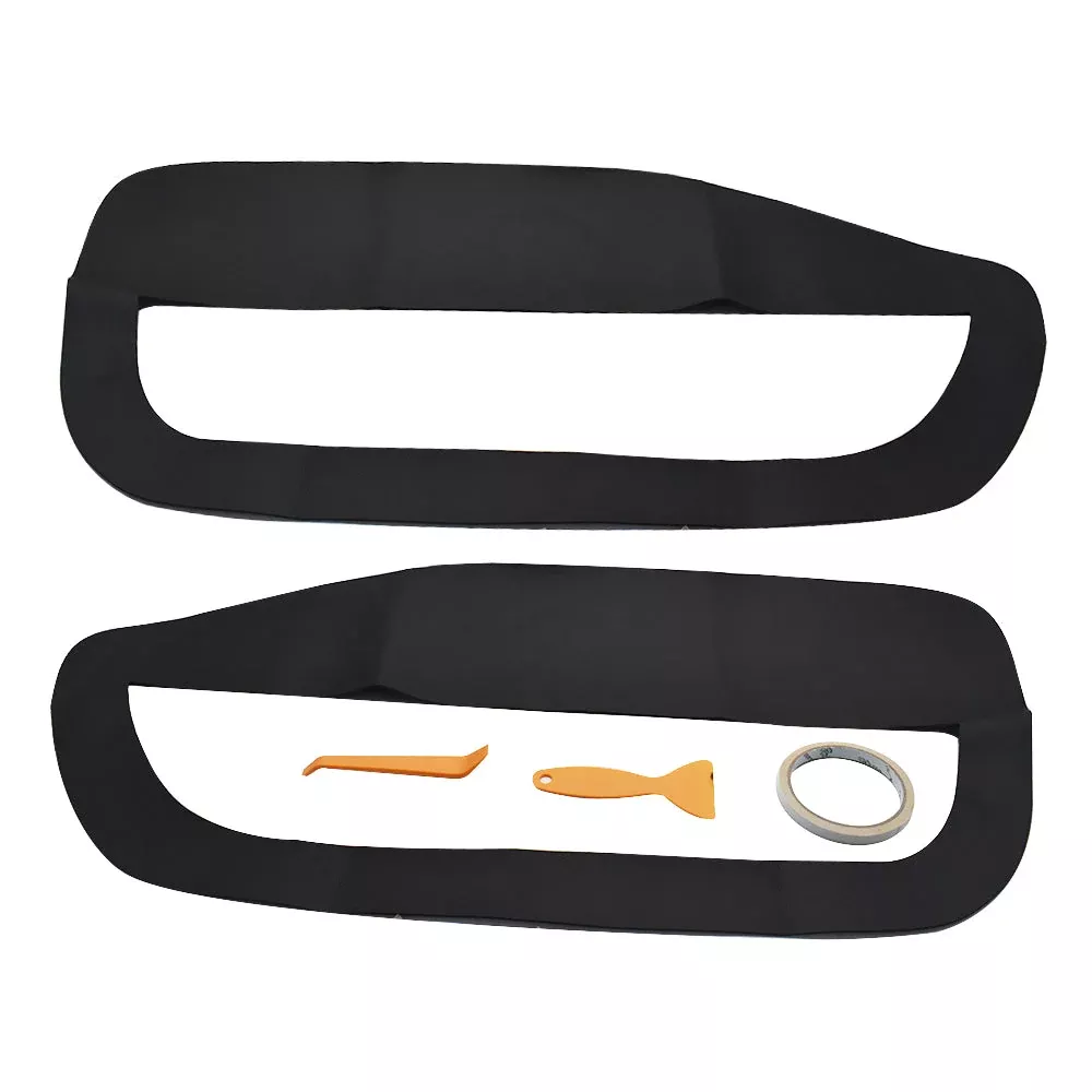 Door Panel Insert Cards Cover Black 2pcs Leather For Ford Mustang 2005-2009