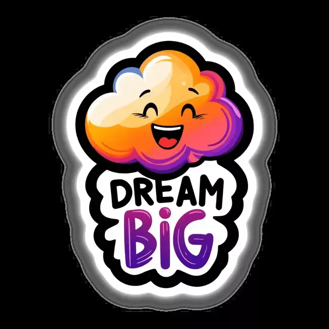 Dream Big Quote with Smiling Gradient Cloud