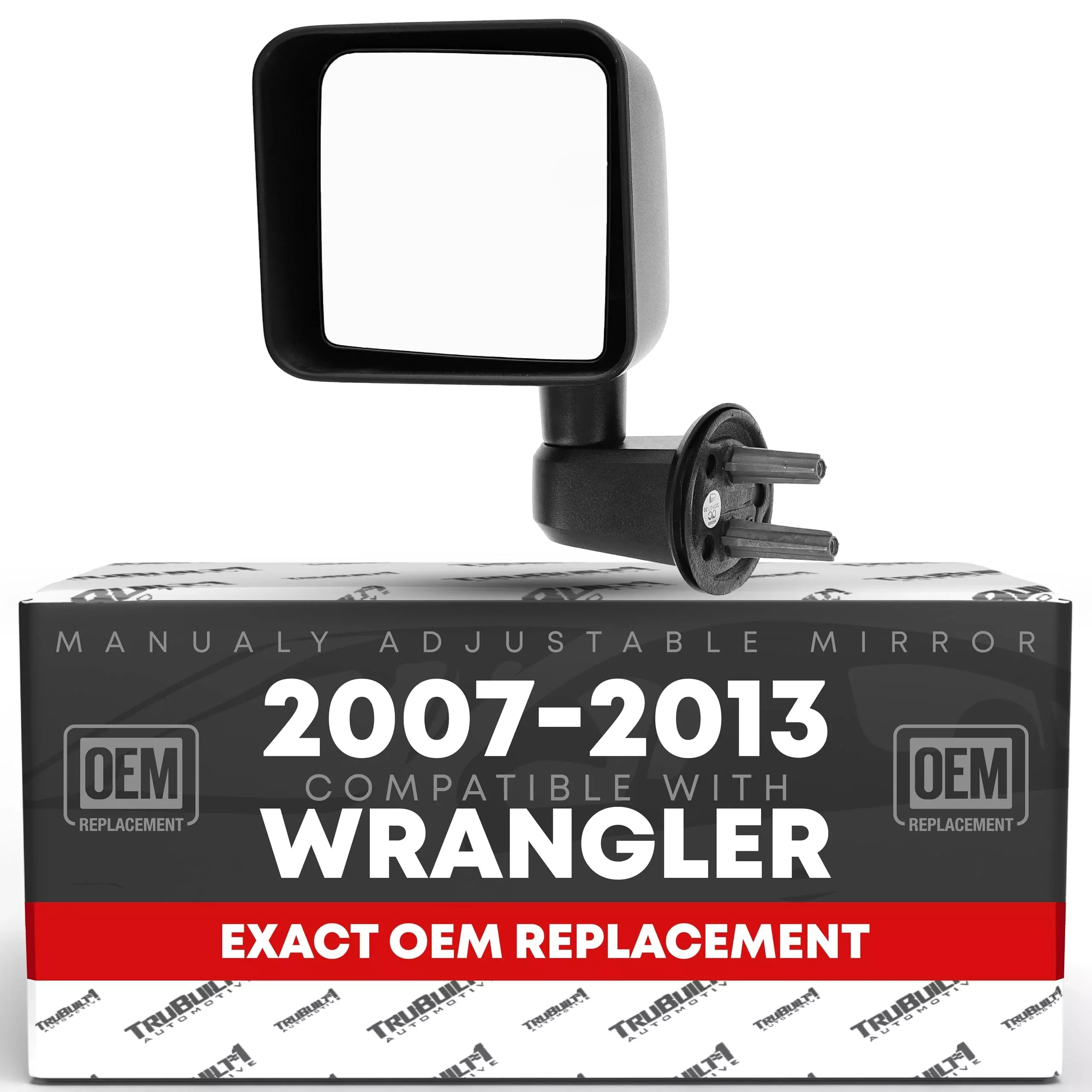 Driver Side Mirror Replacement - Compatible with 2007-2013 Jeep Wrangler - Manual Folding, Flat Glass - Textured Black Cover - OEM 55077967AB, 68081251AA, 55078131AG, CH1320271 - Driver Side Mirror