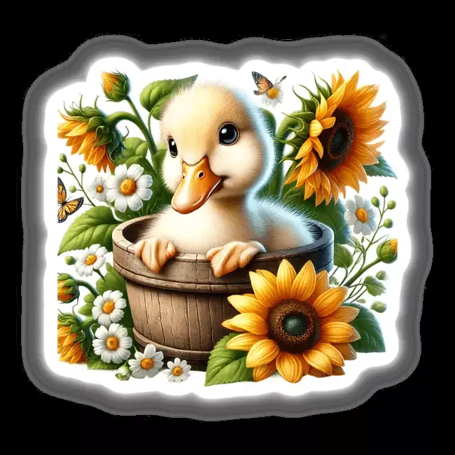 Duck Peeking Out of Flower Pot