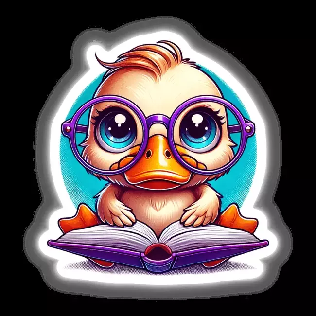 Duck With Reading Glasses Open Book