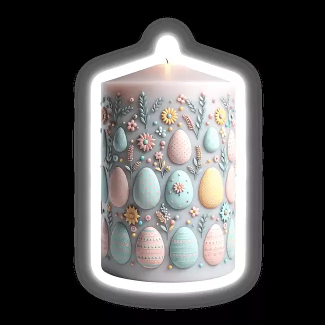 Easter Decorated Candle with Egg Designs