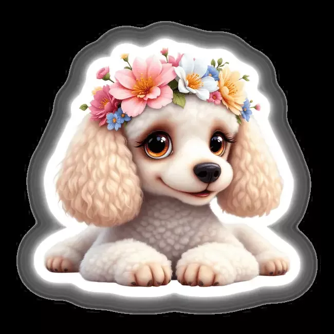Elegant Poodle Wearing a Whimsical Floral Crown