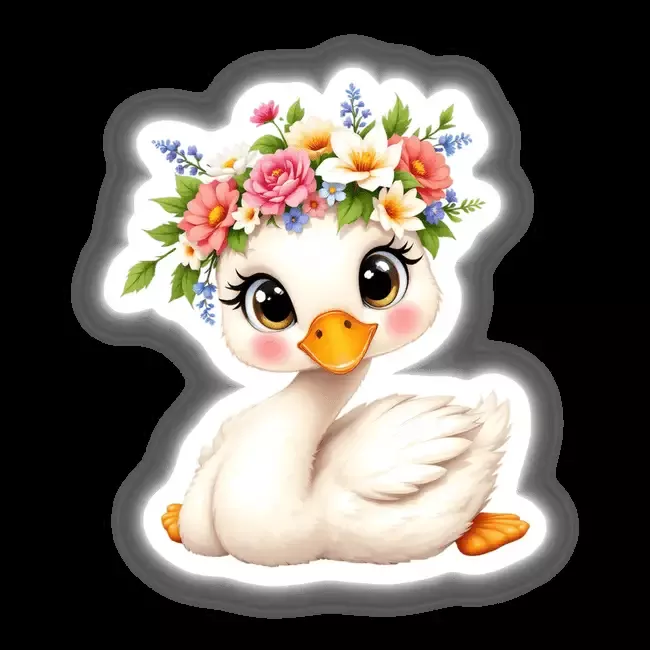 Elegant Swan with a Flower Crown