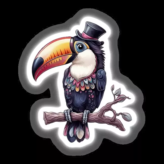 Elegant Toucan with Stylish Top Hat
