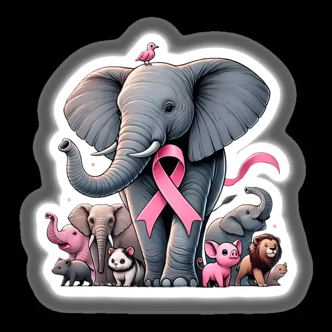 Elephant Unity and Strength Pink Ribbon Breast Cancer