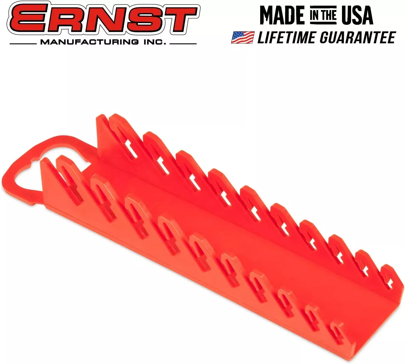 Ernst 5074 10-Tool "Gripper" Organizer for METRIC Stubby Wrenches RED