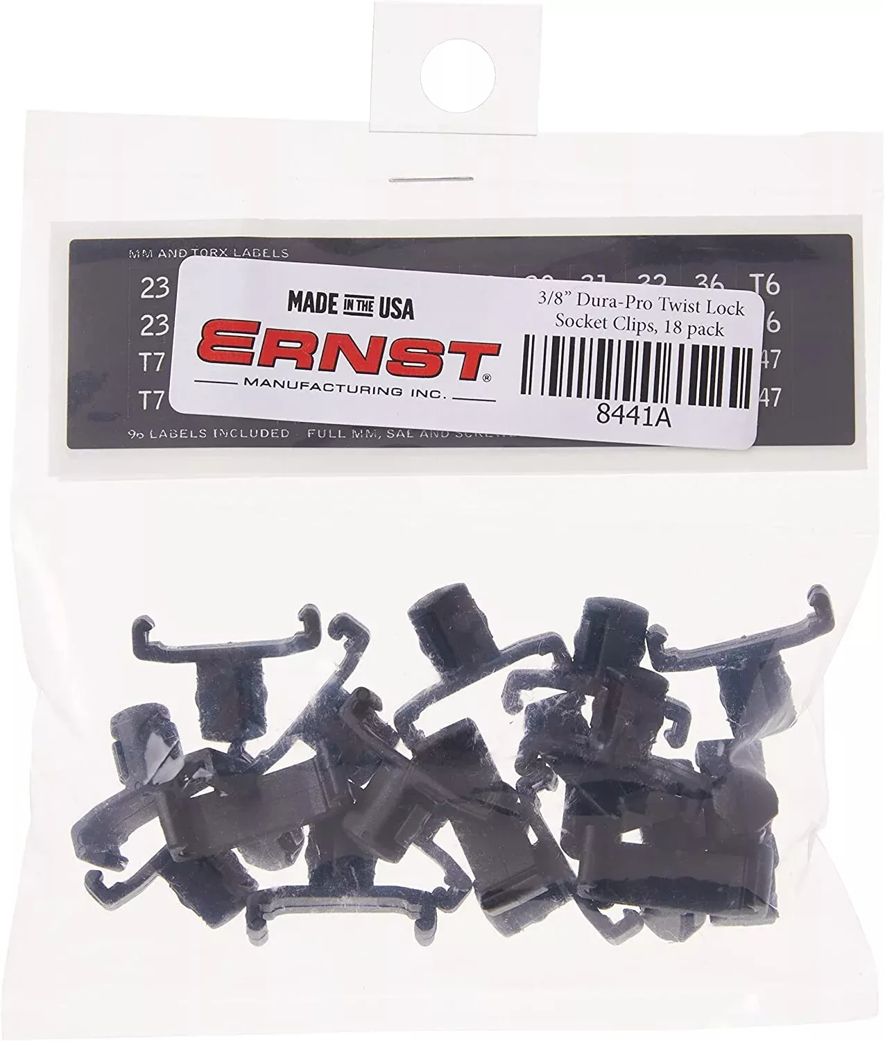 Ernst 8441 DURA-PRO TWIST LOCK 3/8" Drive Socket Clips - 15 pack