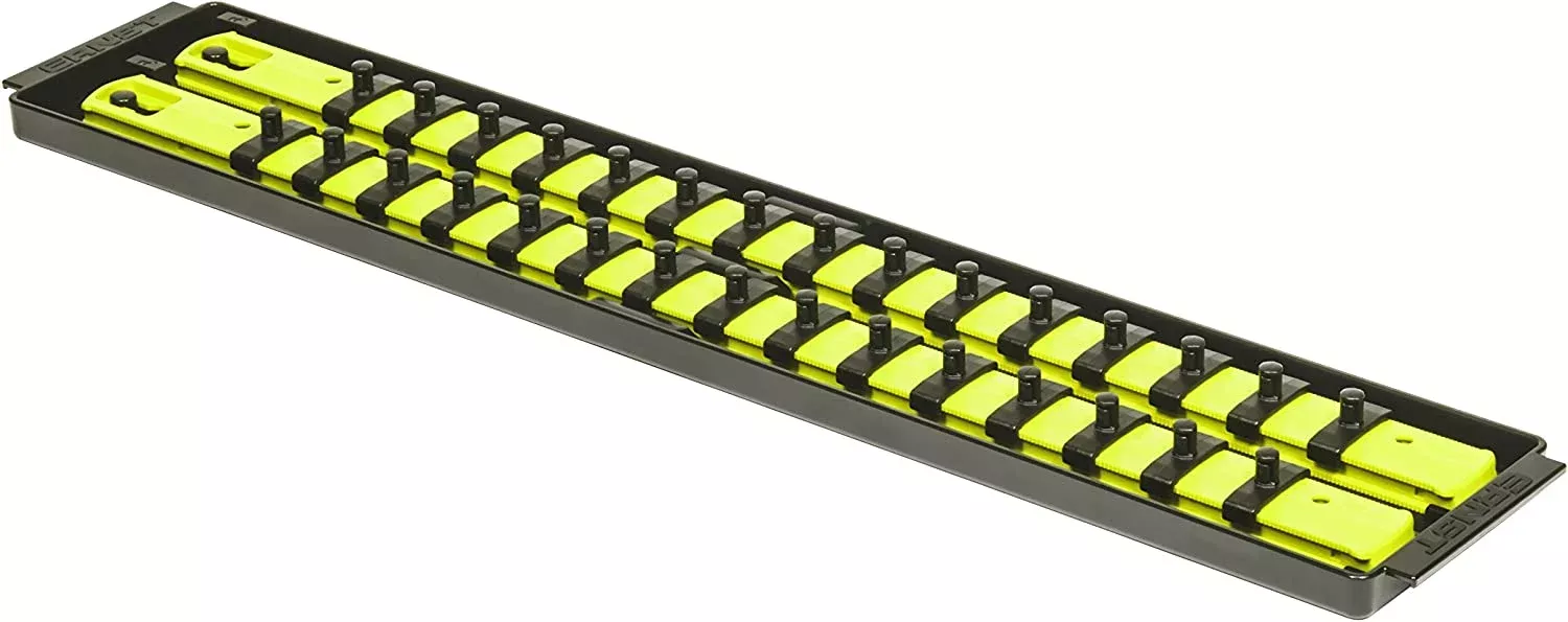 Ernst 8461HV HI-VIZ SOCKET BOSS 1/4" 2-Rail Universal Socket Tray w/ Twist-Lock