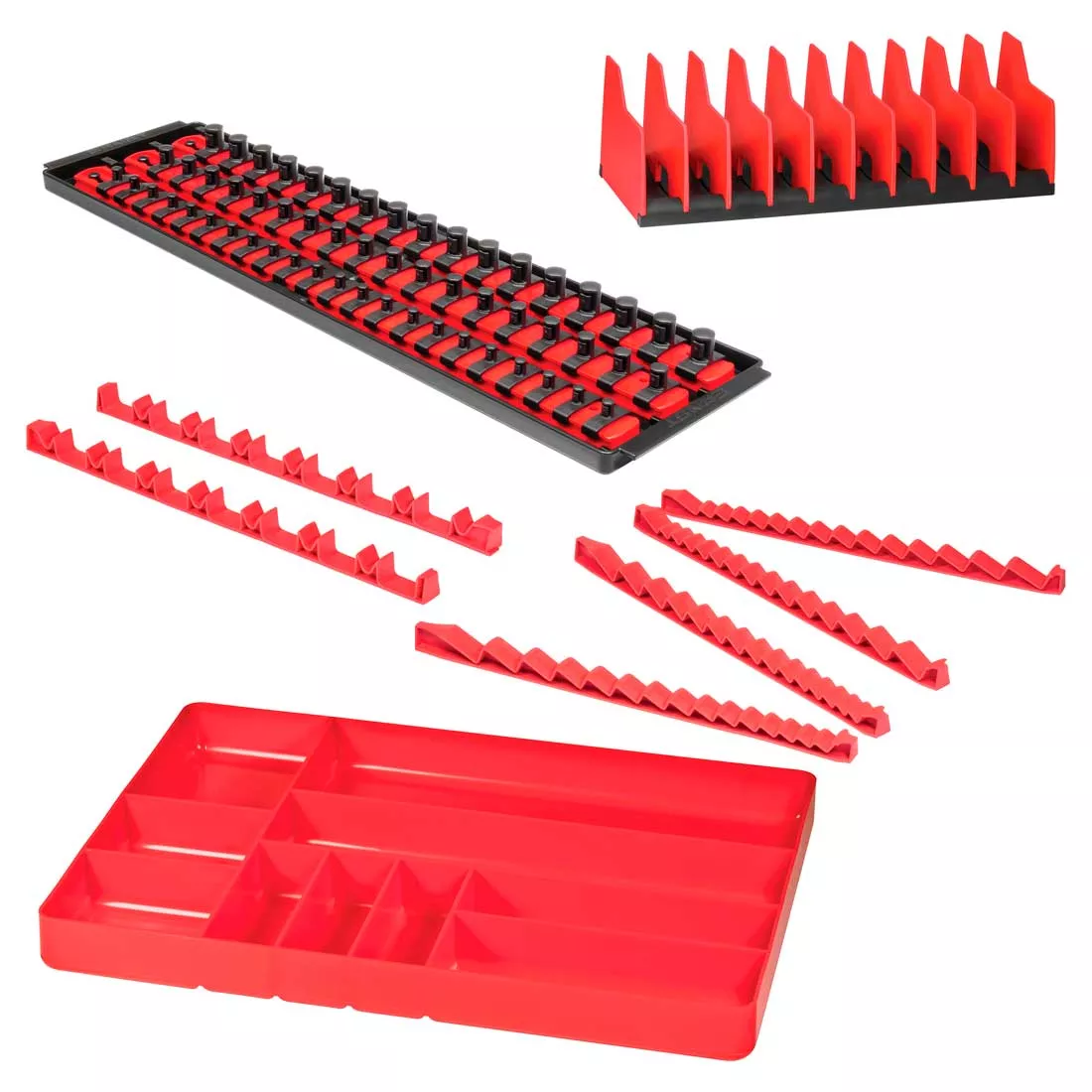 Ernst 8500 Tool Organizer Pro Pack RED Socket Rail, Wrench Rails, Screwdriver Rails & Compartment Tray