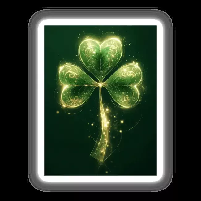 Ethereal Shamrock – Glowing Clover with Delicate Gold Swirls