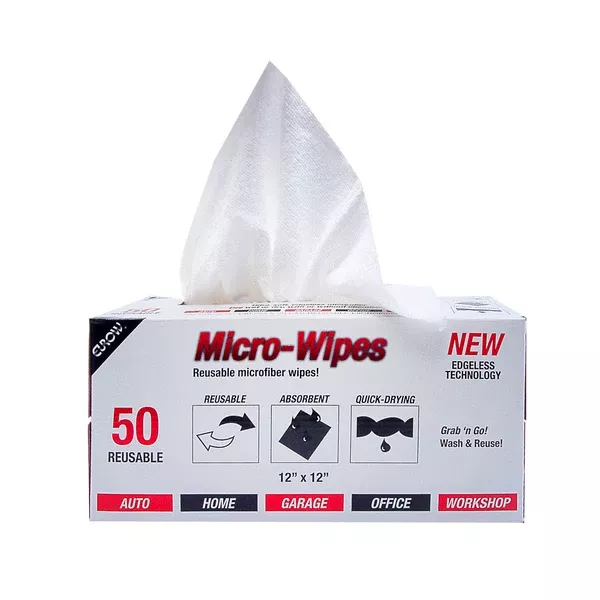 Eurow 12 x 12 in. 200 GSM Microfiber Wipe and Clean Cloths with Dispenser Box – 50-pack