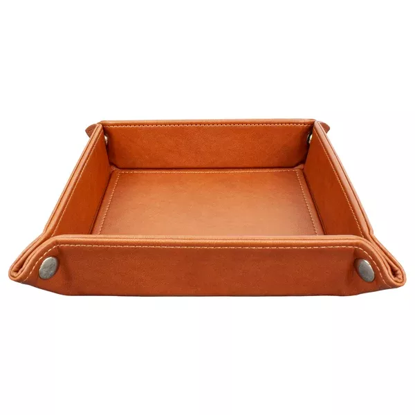 Eurow Portable Faux Leather Valet Organizer Tray with Corner Snaps