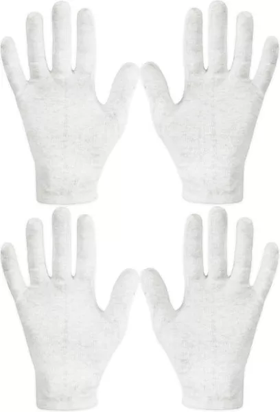 Eurow White Cotton Cosmetic Moisturizing Gloves – 2 Pairs