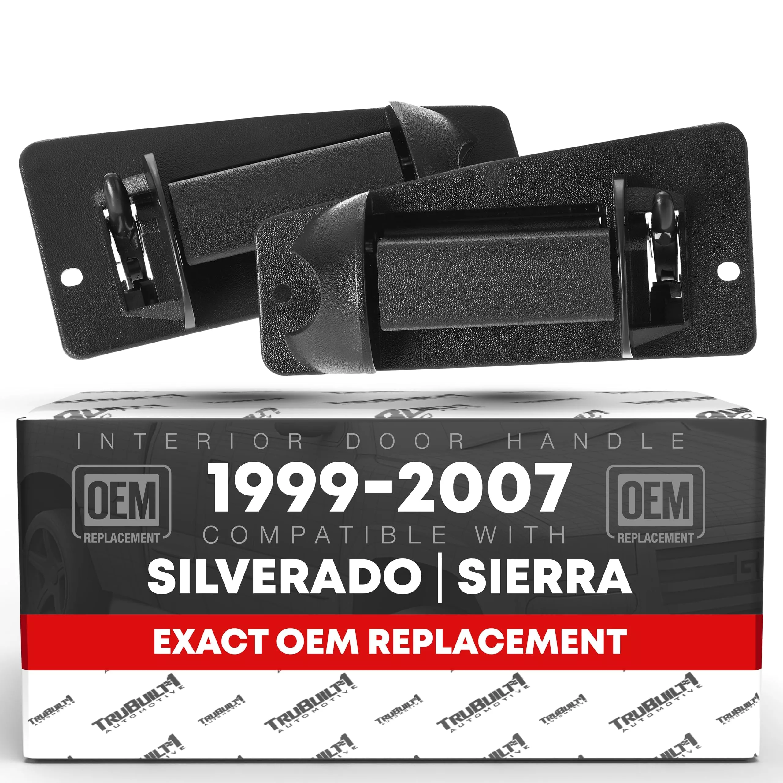 Extended Cab Door Handle, Rear Driver & Passenger Door - Compatible with 1999-2007 Chevrolet Silverado 1500, 2500, 3500; 99-07 GMC Sierra 1500, 2500, 3500 HD Classic - Textured Black - OEM 15758171 - Left + Right Side Ext Cab Handle (Plastic)