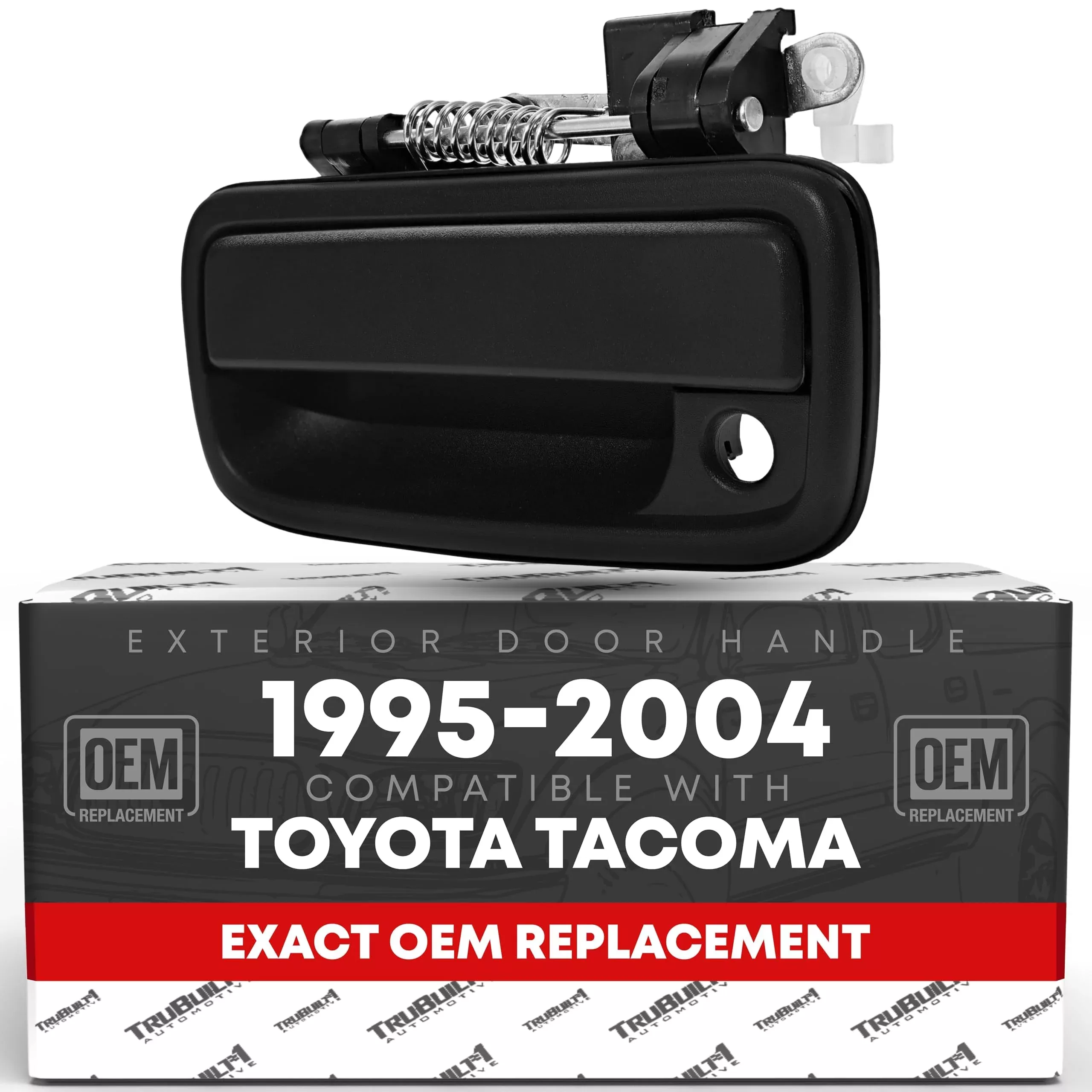 Exterior Front Driver Door Handle Replacement - Compatible with 1995-2004 Toyota Tacoma - Smooth Black, Plastic - OEM 69220-35020, 91319, 79344, TO1310117 - Driver Handle (Plastic)