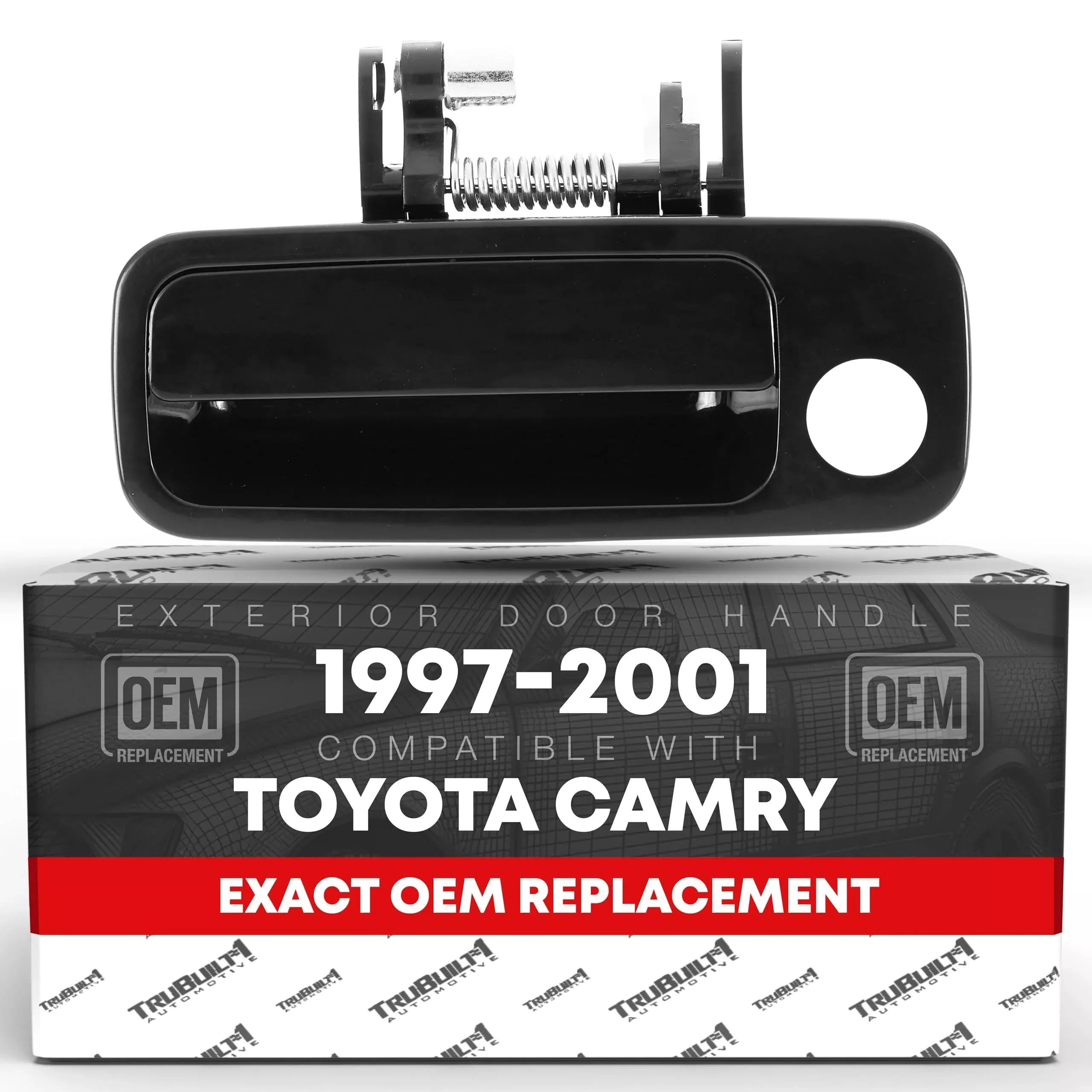 Exterior Front Driver Door Handle Replacement - Compatible with 1997-2001 Toyota Camry - Smooth Black - Plastic - OEM 69220-AA010, 6922033040, 6922033041, 69220YC030, 79426, TO13101 - Front Driver Door Handle