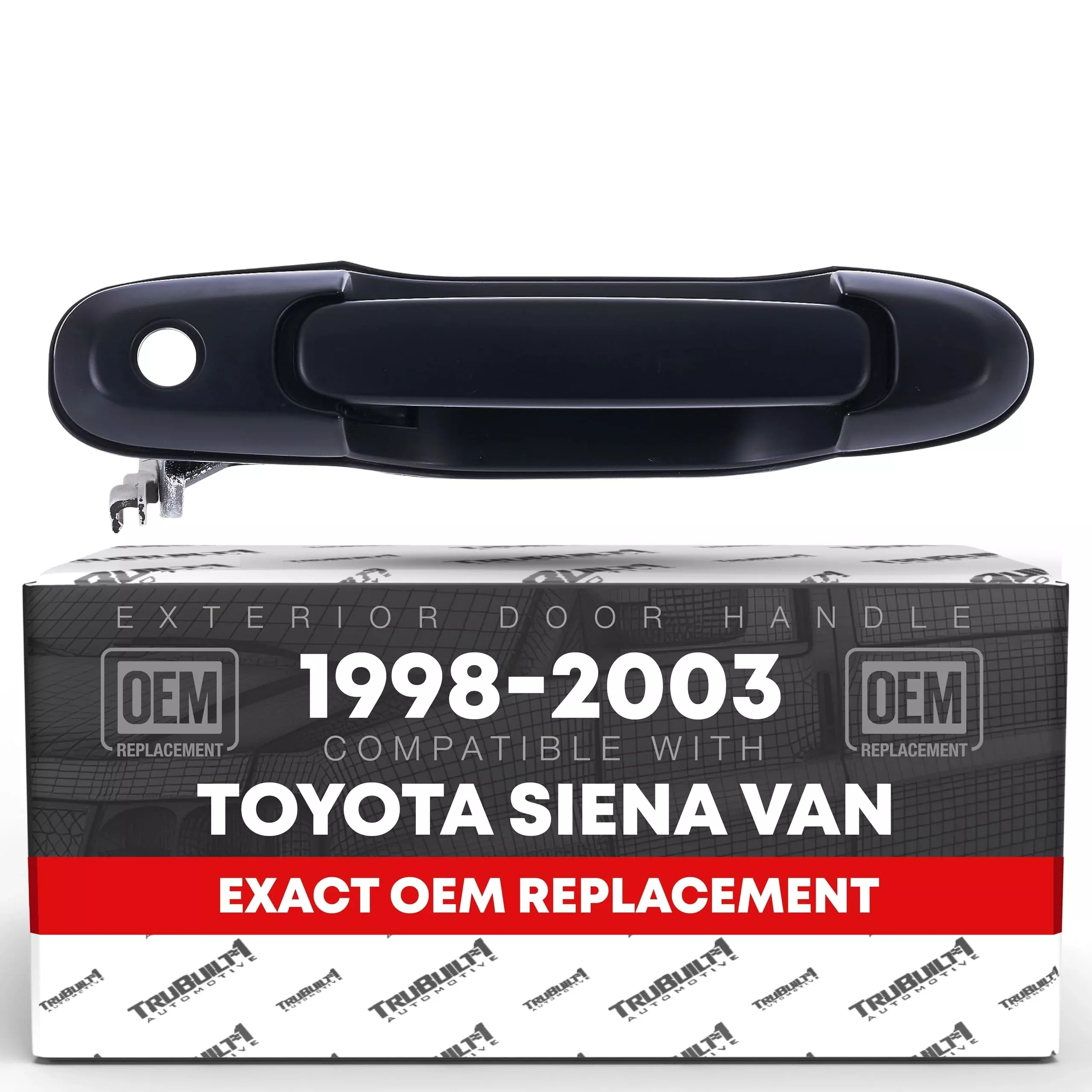 Exterior Front Driver Door Handle Replacement - Compatible with 1998-2003 Toyota Sienna Van - Smooth Black, Plastic with Keyhole - OEM 69220-08010-C0, TO1310126