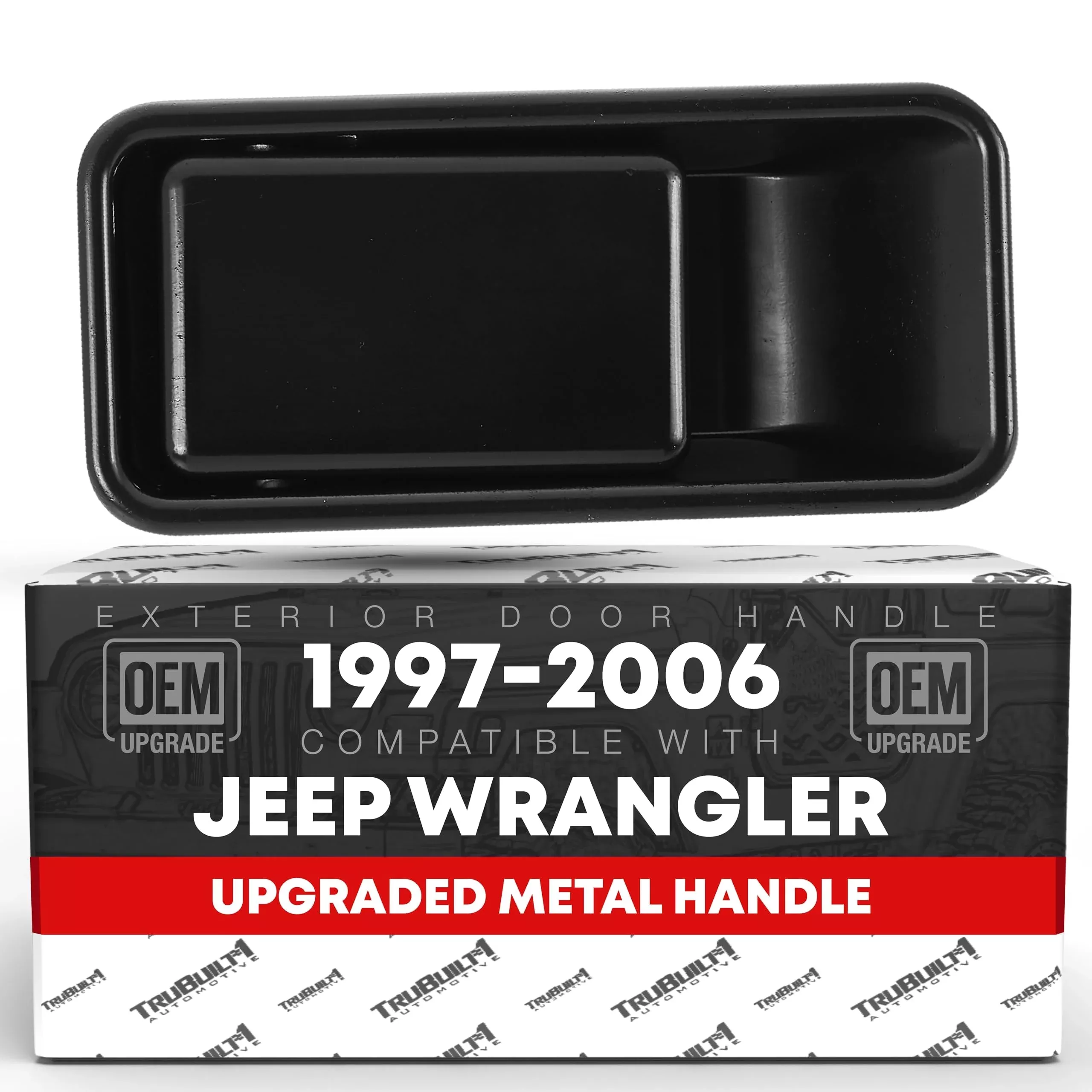 Exterior Front Driver Door Handle Replacement, Upgraded Metal - Compatible with 1997-2006 Jeep Wrangler, Half Door Type - Smooth Black - OEM 55176549AB, 79334 - Front Driver Door Handle