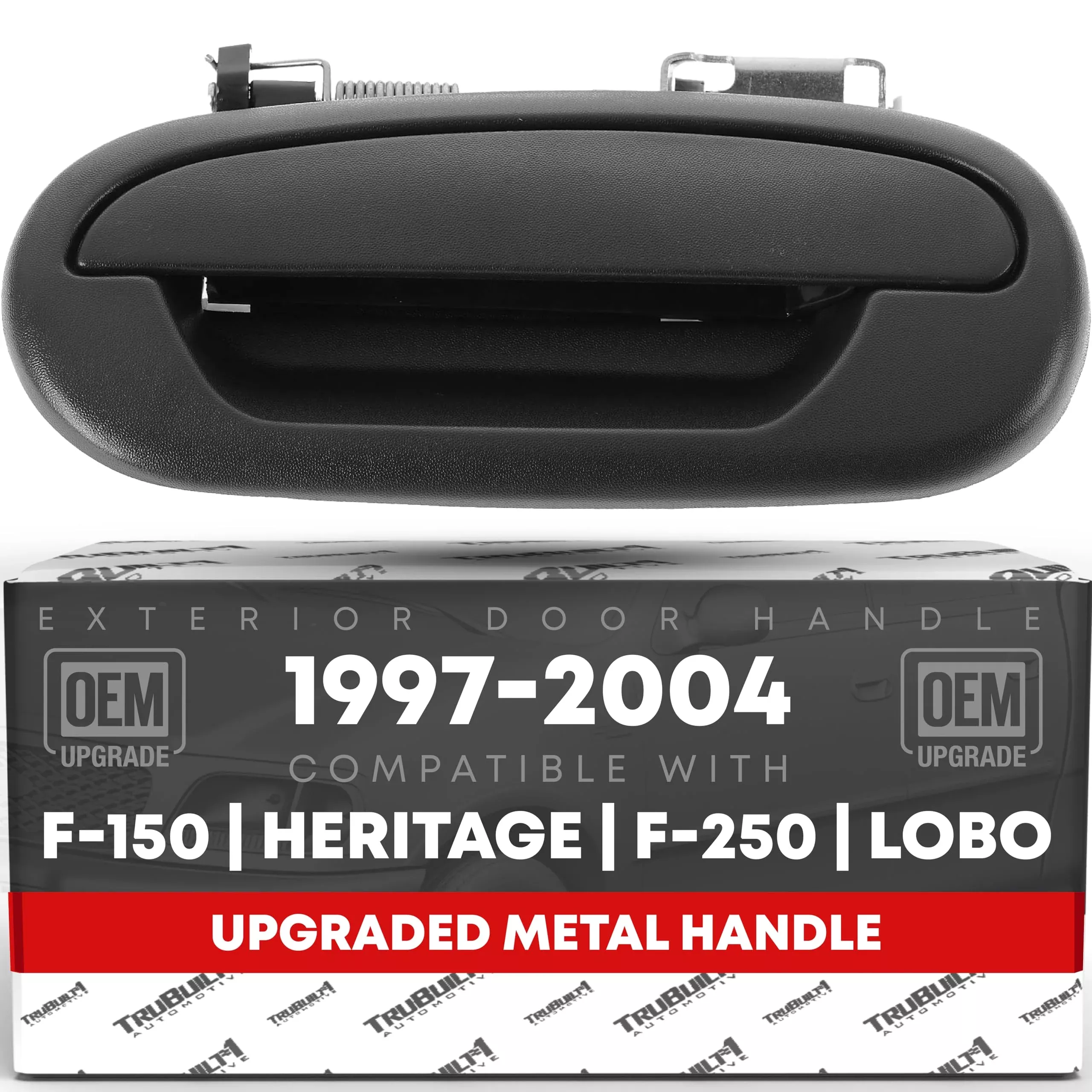 Exterior Front Driver Door Handle, Upgraded Metal - Compatible with 1997-2003 Ford F-150, 97-99 Ford F-250, 98-03 Ford Lobo - Textured Black w/ Keyhole - OEM YL3Z-1522405-AAA-MT, F65Z1522405, 77136 - Front Driver Side Handle